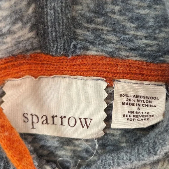 Sparrow Grey and Orange Wool Blend Zip Up Hoodie - Small - Picture 5 of 10